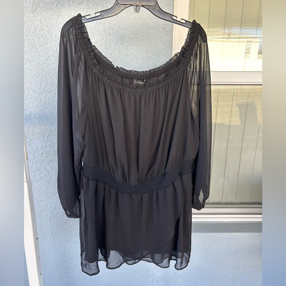 Lane Bryant Off Shoulder Sheer Sleeve Pullover Size 18/20 Stretch Waist Flowy